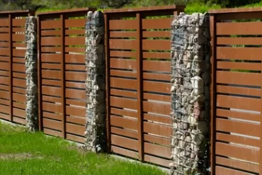 Decorative Steel Gabion Timber Fence - Custom Design